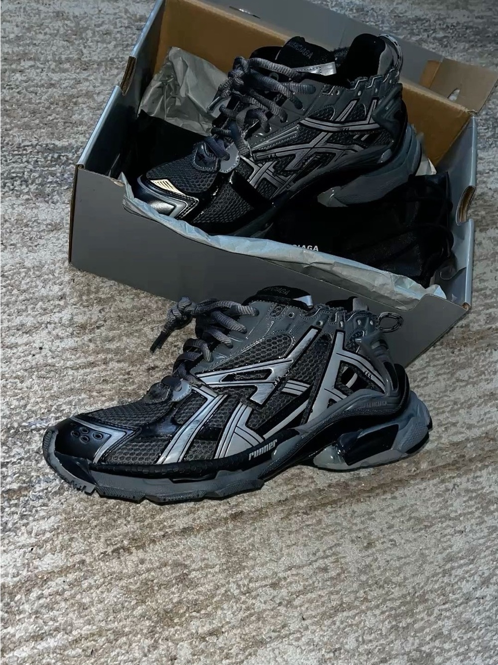 Balenciaga Black and Gray Athletic Sneakers